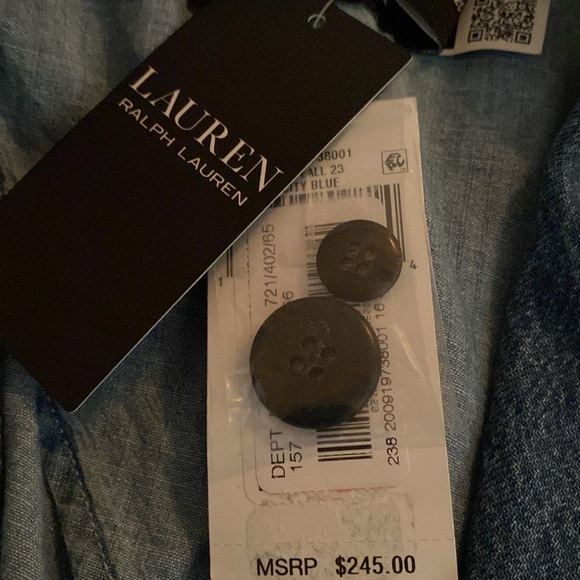 Ralph Lauren Women’s Denim Blazer, 2 Front Pockets, 1 RL Button, Size 16, NWT - Picture 11 of 11